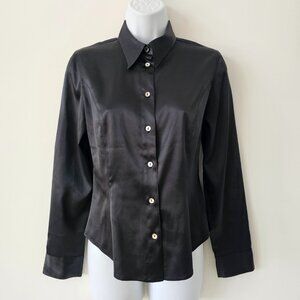 MICHEL KLEIN Black Polyester Long Sleeve Button Shirt French Size 40